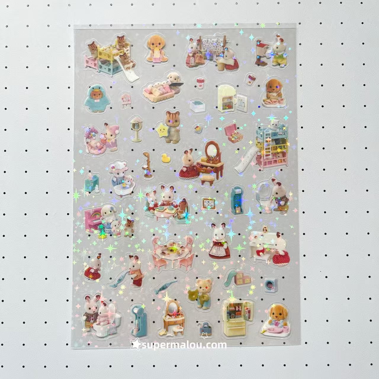 8 Sheets Sylvanian Families Laser Retro Stickers