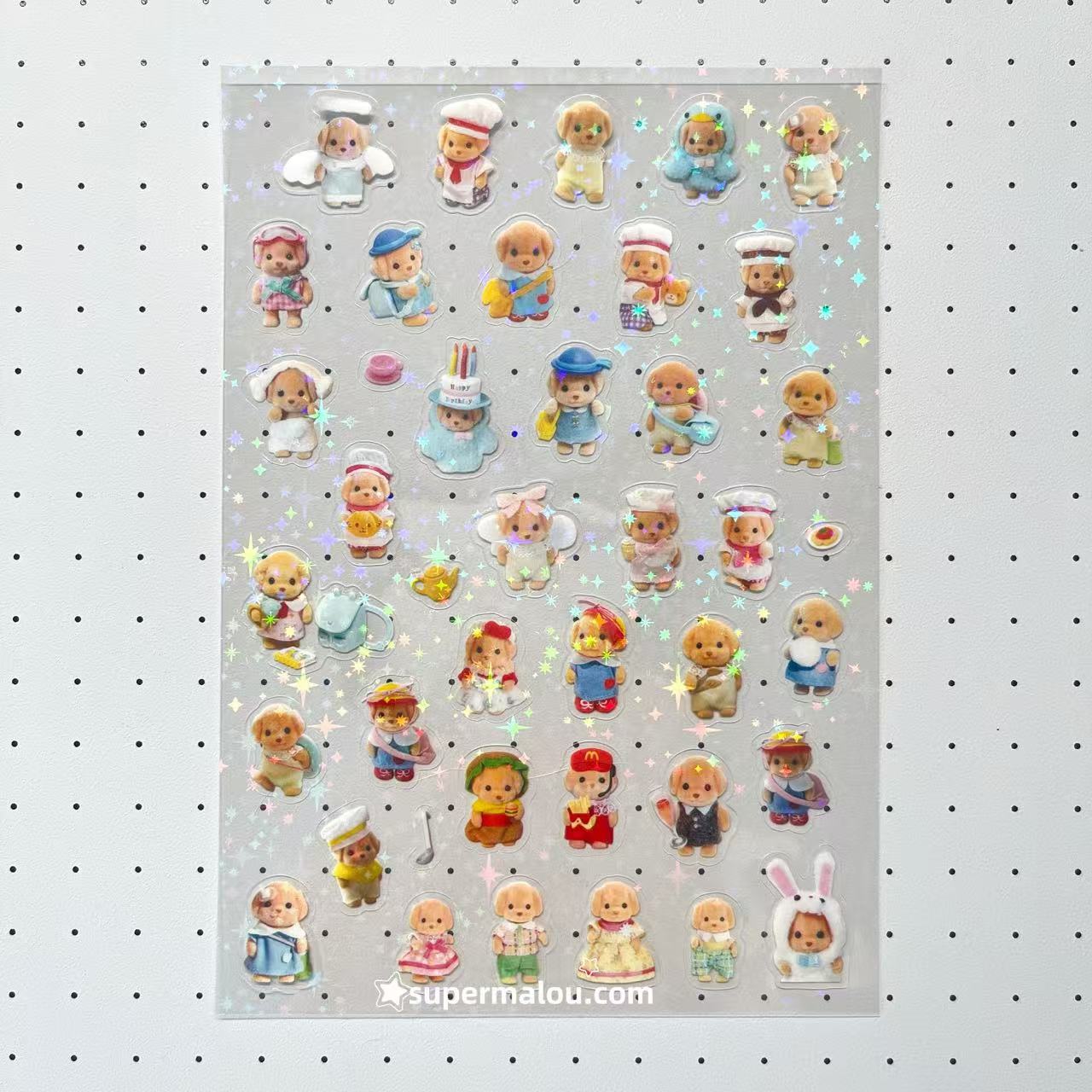 8 Sheets Sylvanian Families Laser Retro Stickers
