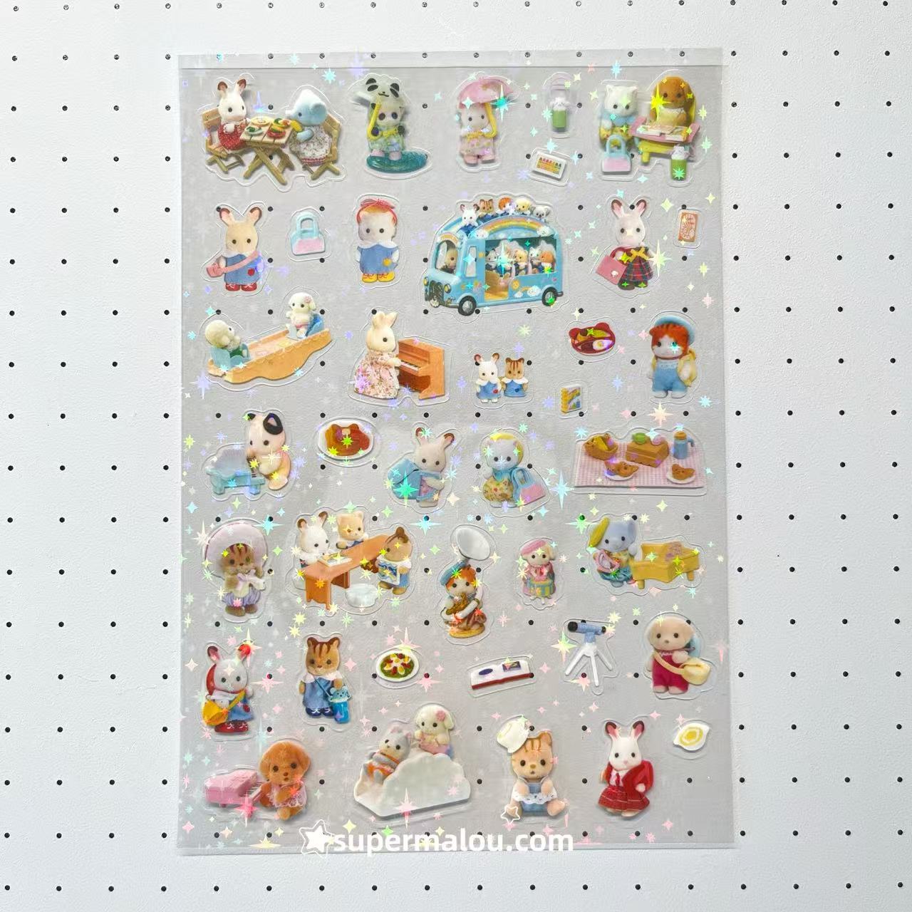8 Sheets Sylvanian Families Laser Retro Stickers