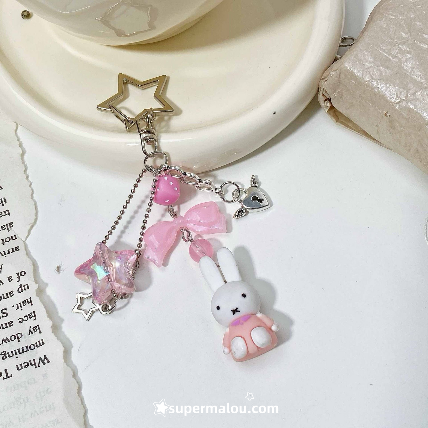 Black And Pink Miffy Keychain Bag Pendant