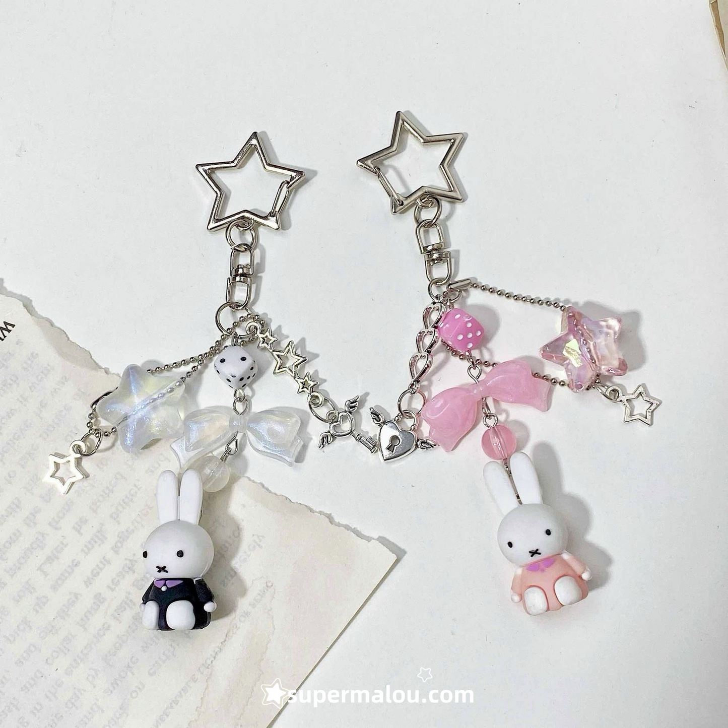 Black And Pink Miffy Keychain Bag Pendant