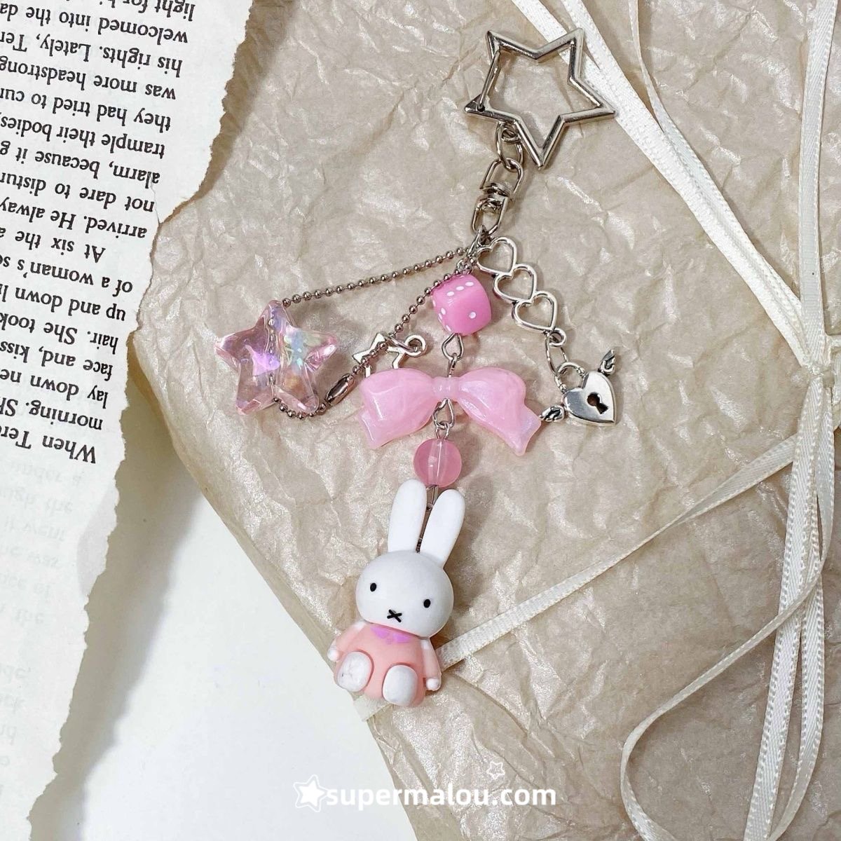 Black And Pink Miffy Keychain Bag Pendant