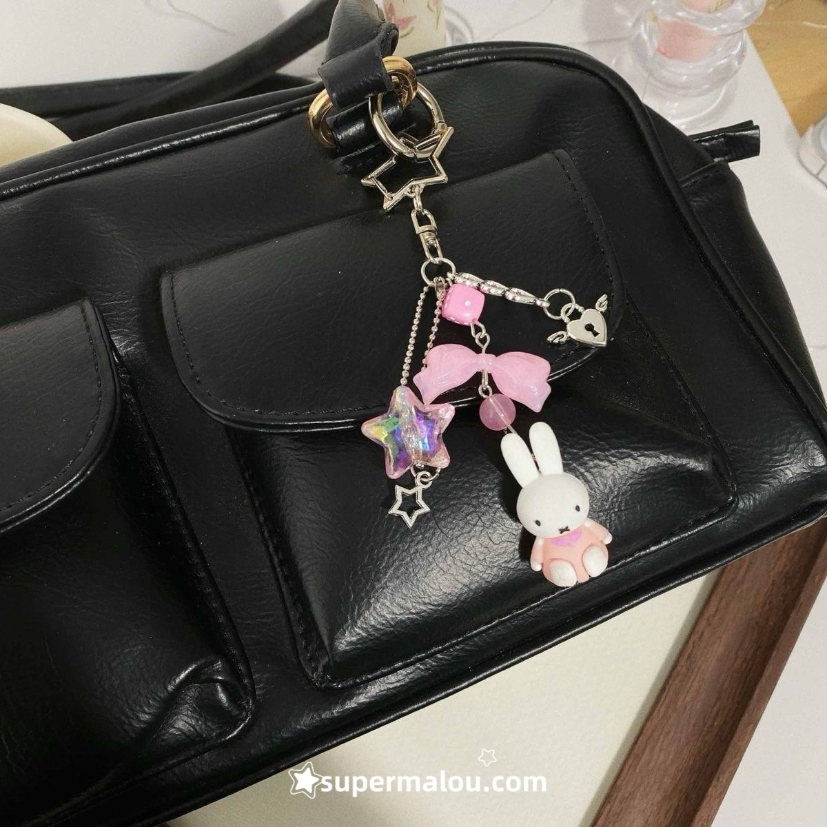 Black And Pink Miffy Keychain Bag Pendant