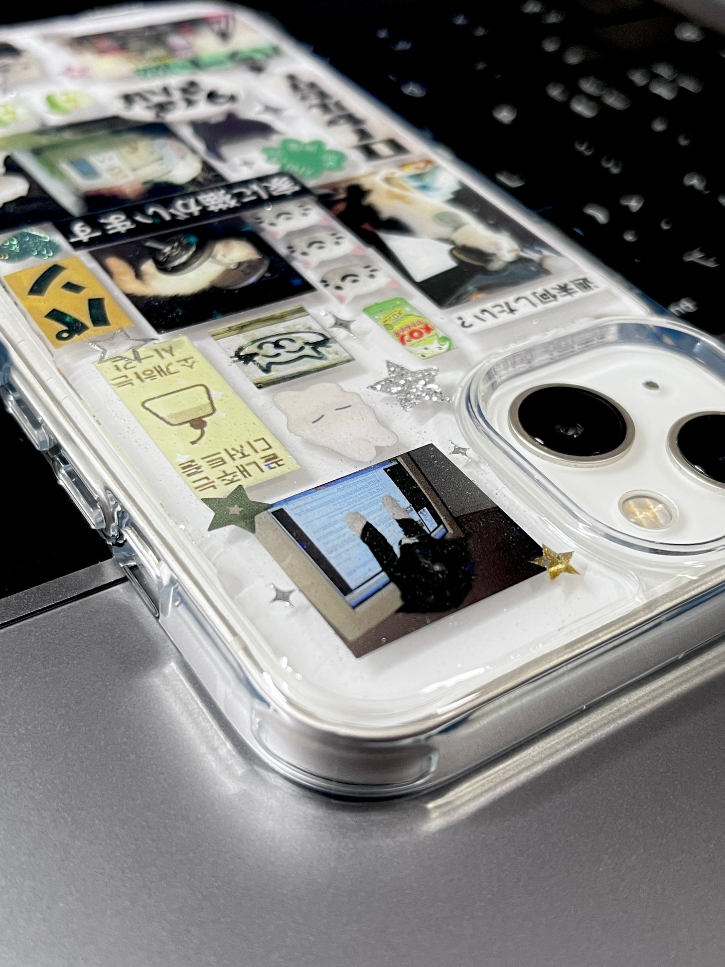 Blue Bear And Calico Cat Handmade Sticker Phone Case Samsung Case