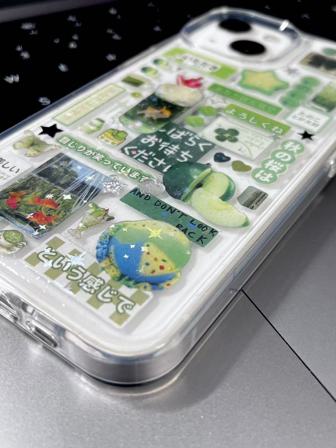 Blue Flower Green Apple Handmade Sticker Phone Case Samsung Case