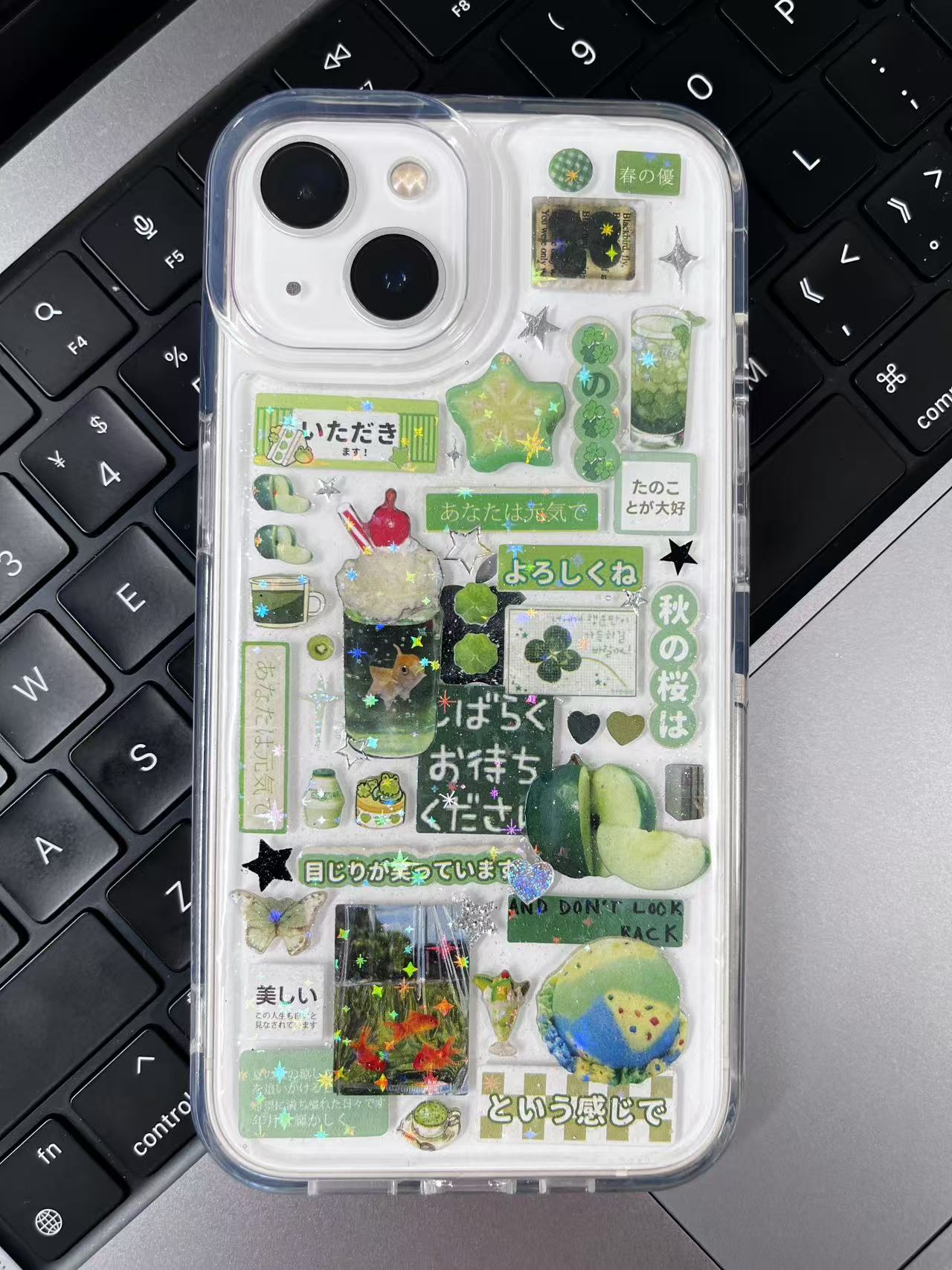 Blue Flower Green Apple Handmade Sticker Phone Case Samsung Case