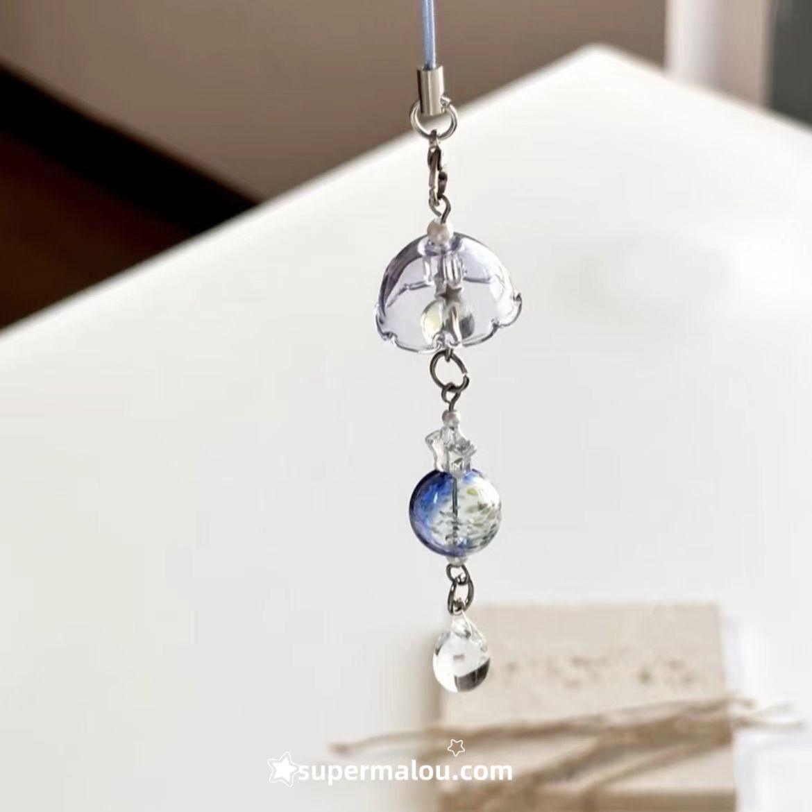 Blue Planet Wind Chime Phone Chain