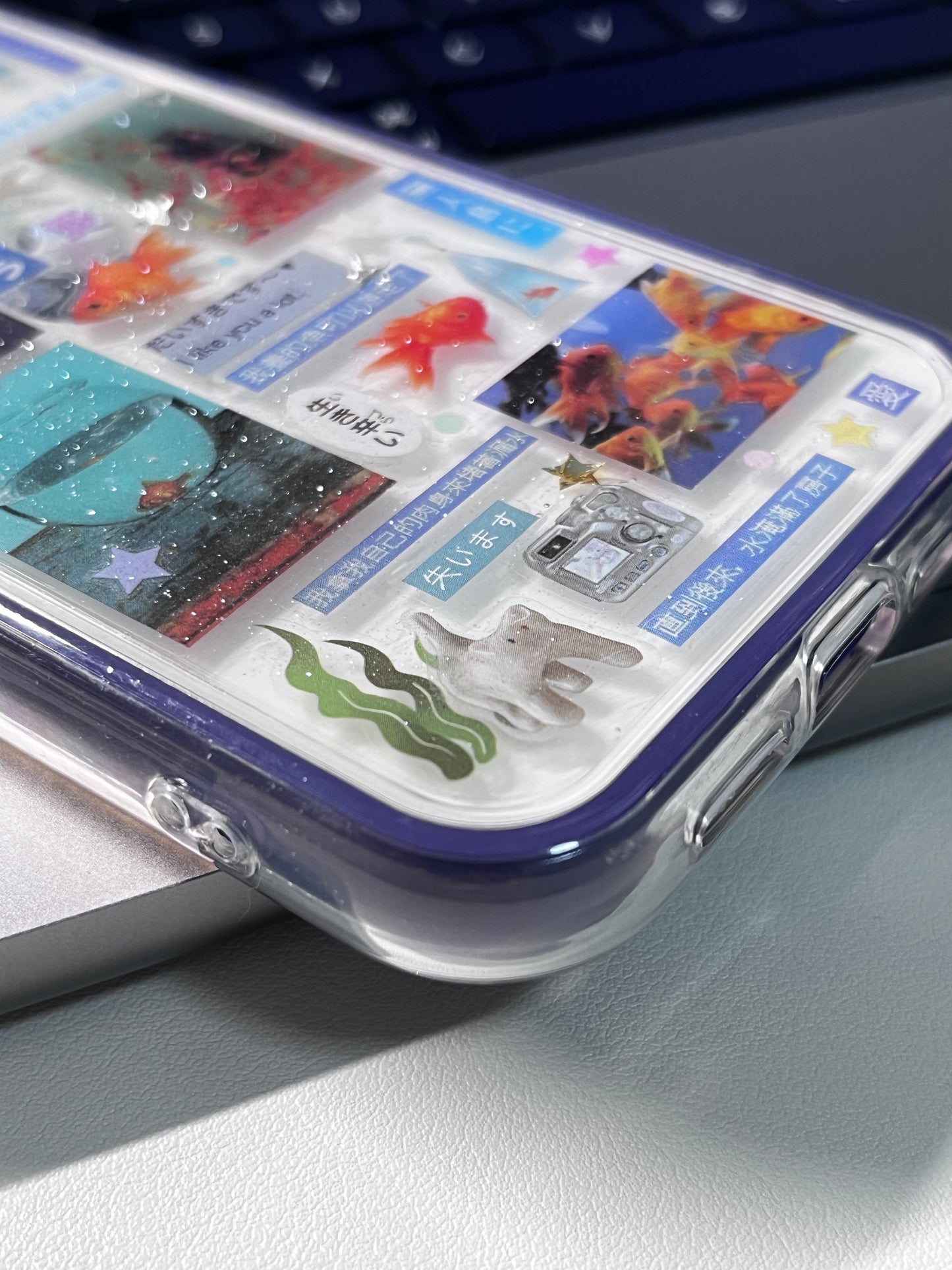 Blue Goldfish Flash Handmade Sticker Phone Case Samsung Case