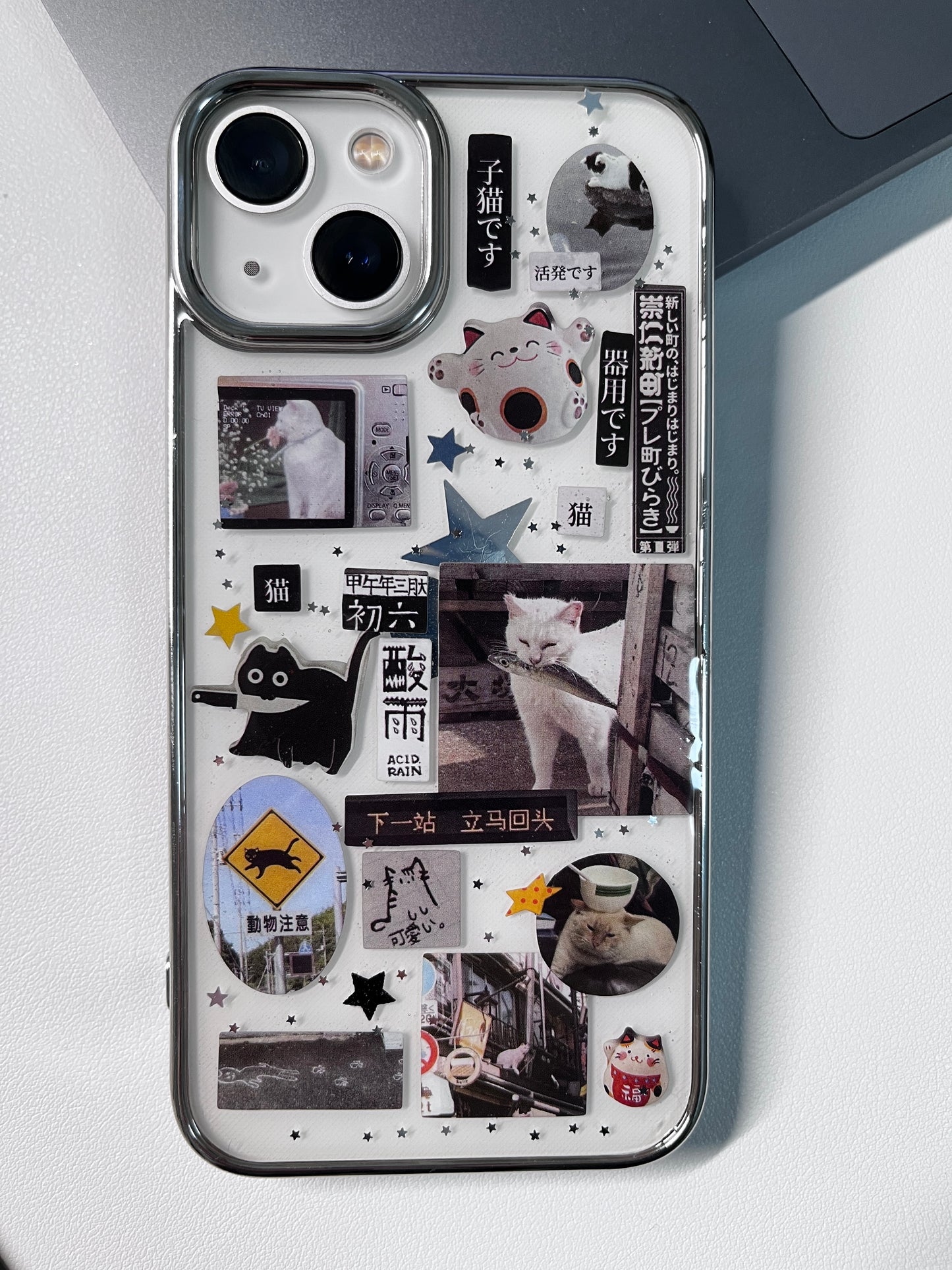 Cat Themed Handmade Sticker Phone Case Samsung Case