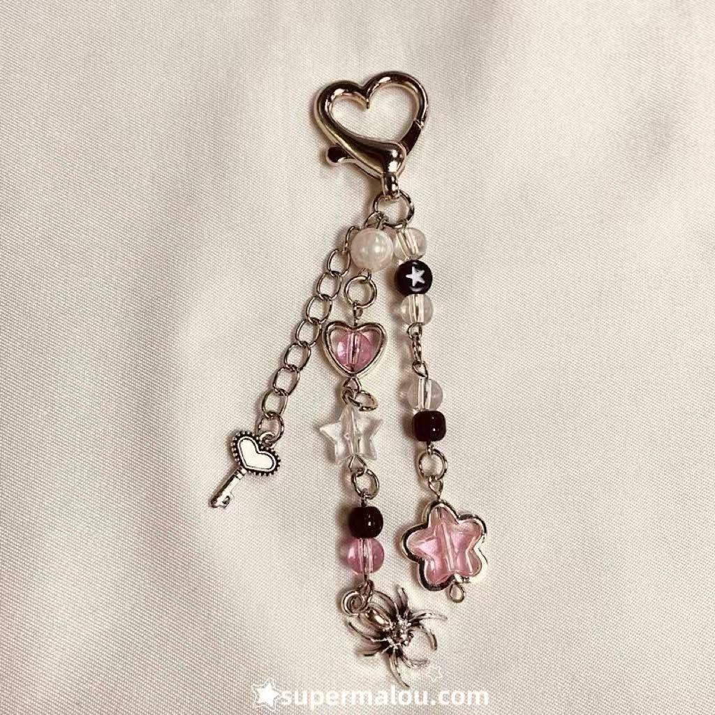 Cherry Spider Star Phone Chain Keychain