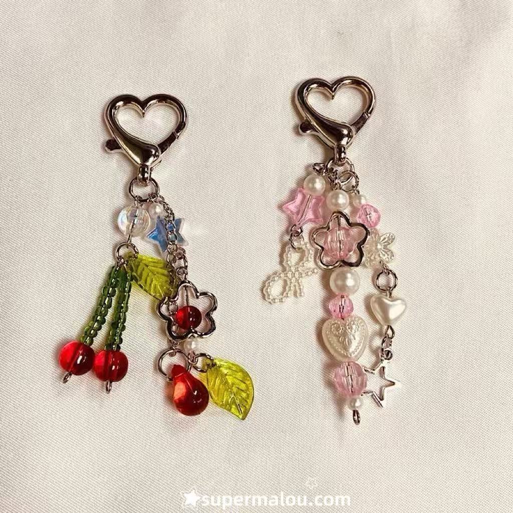Cherry Spider Star Phone Chain Keychain