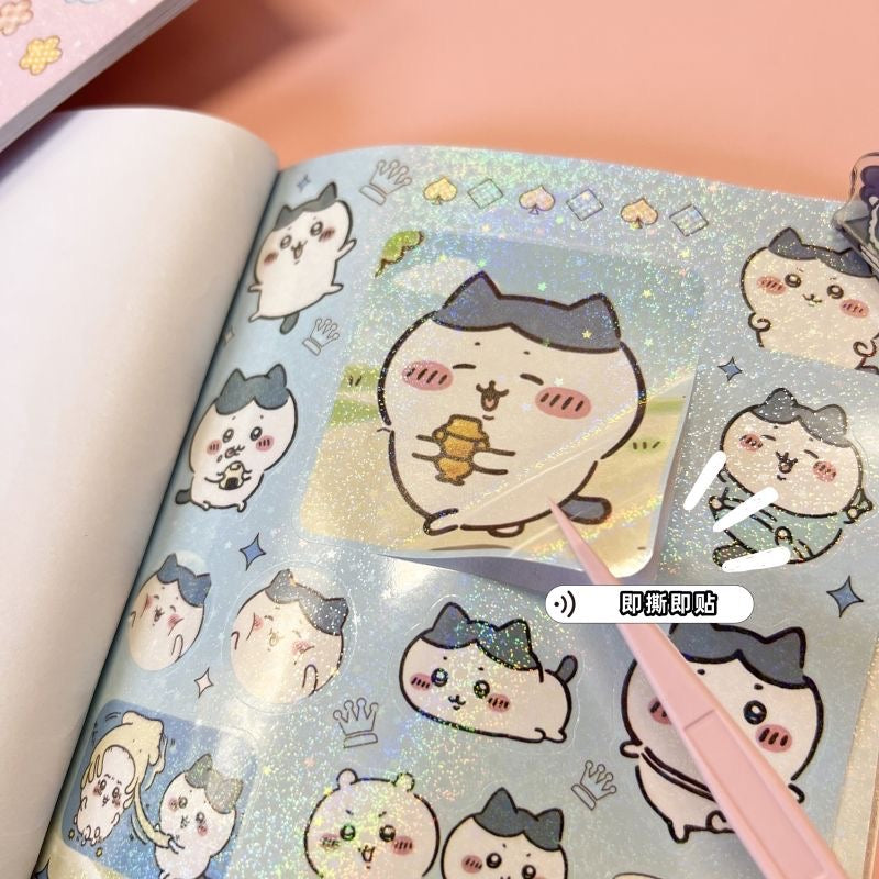 Chiikawa Cute Cartoon Laser Sticker Book Set of 4