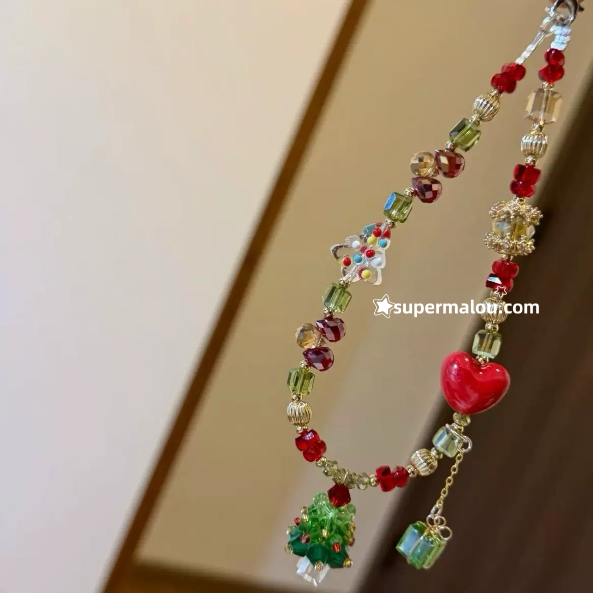 Christmas Tree Sparkling Glass Mobile Phone Chain