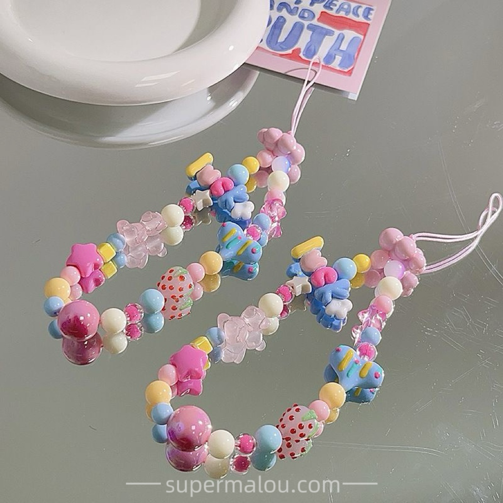 Lucky Macaroon Star DIY Beads Phone Chain