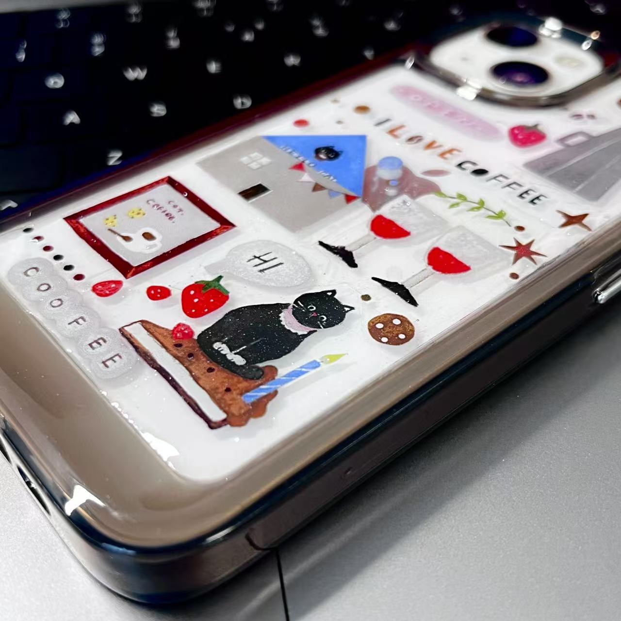 Coffee Cat Handmade Dispensing Sticker Phone Case Samsung Case