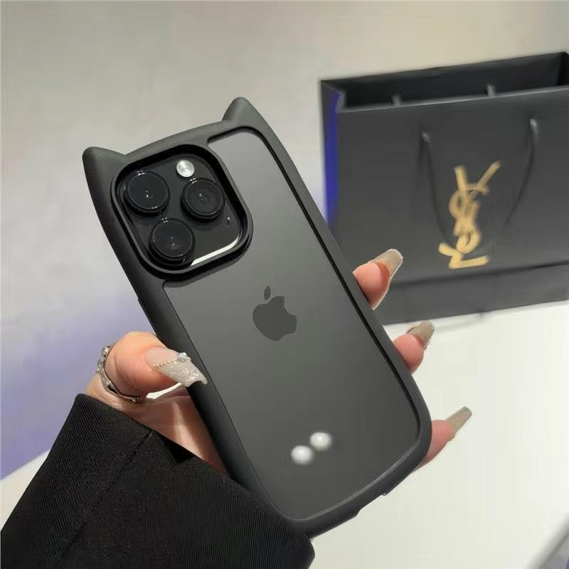 Colorful Border Cat Ear DIY Clear iPhone Case