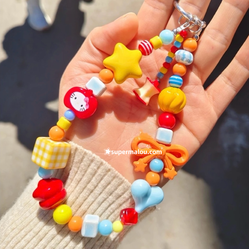 Colorful Bowknot Star Apple Kitty Phone Chain