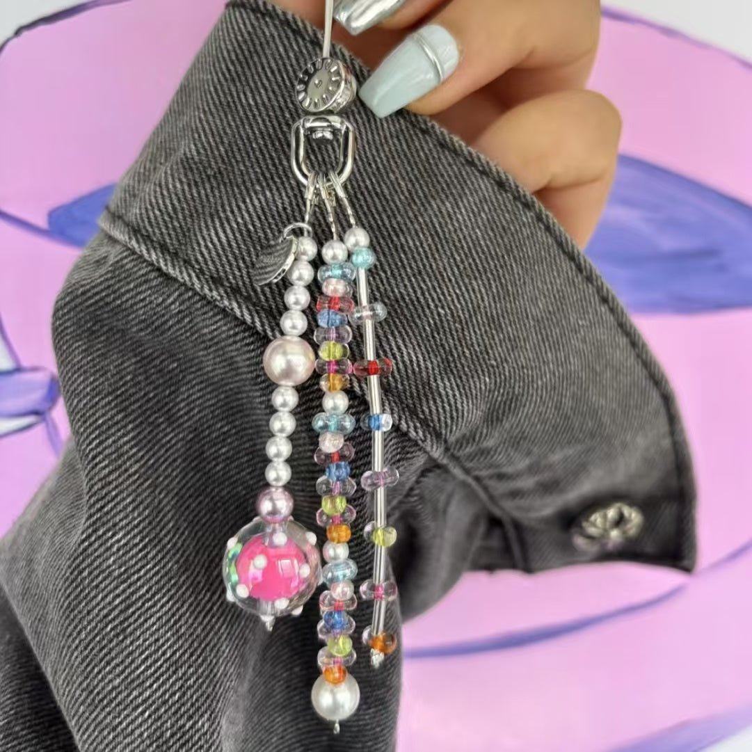 Colorful Transparent Pearl Bead Phone Chain