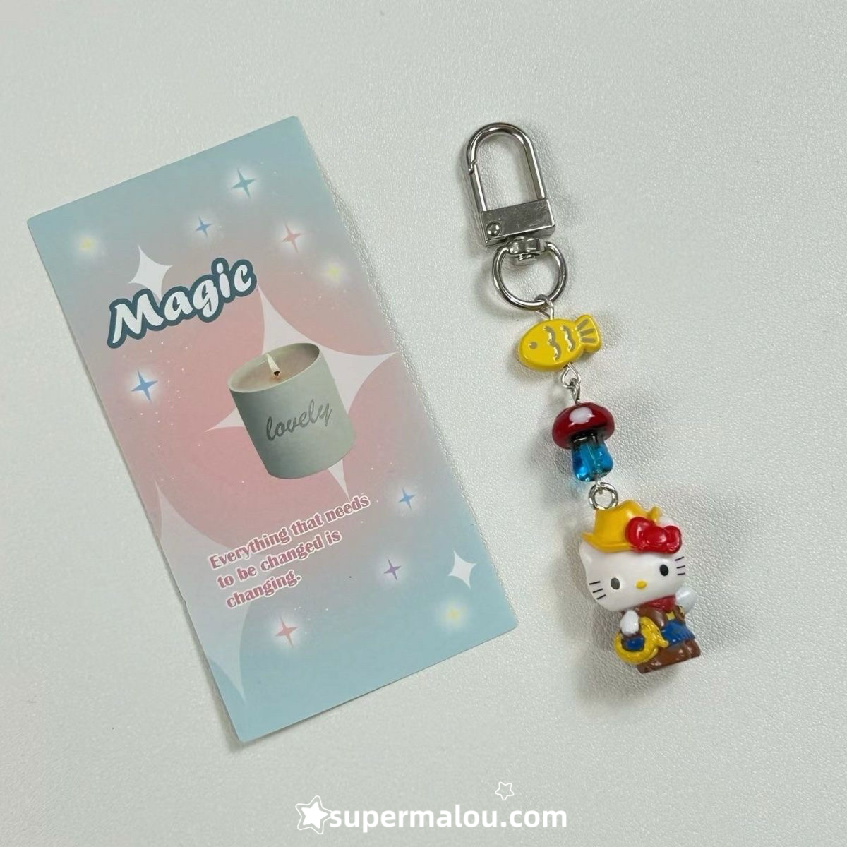Cowboy Hello Kitty Small Fish Pendant Keychain