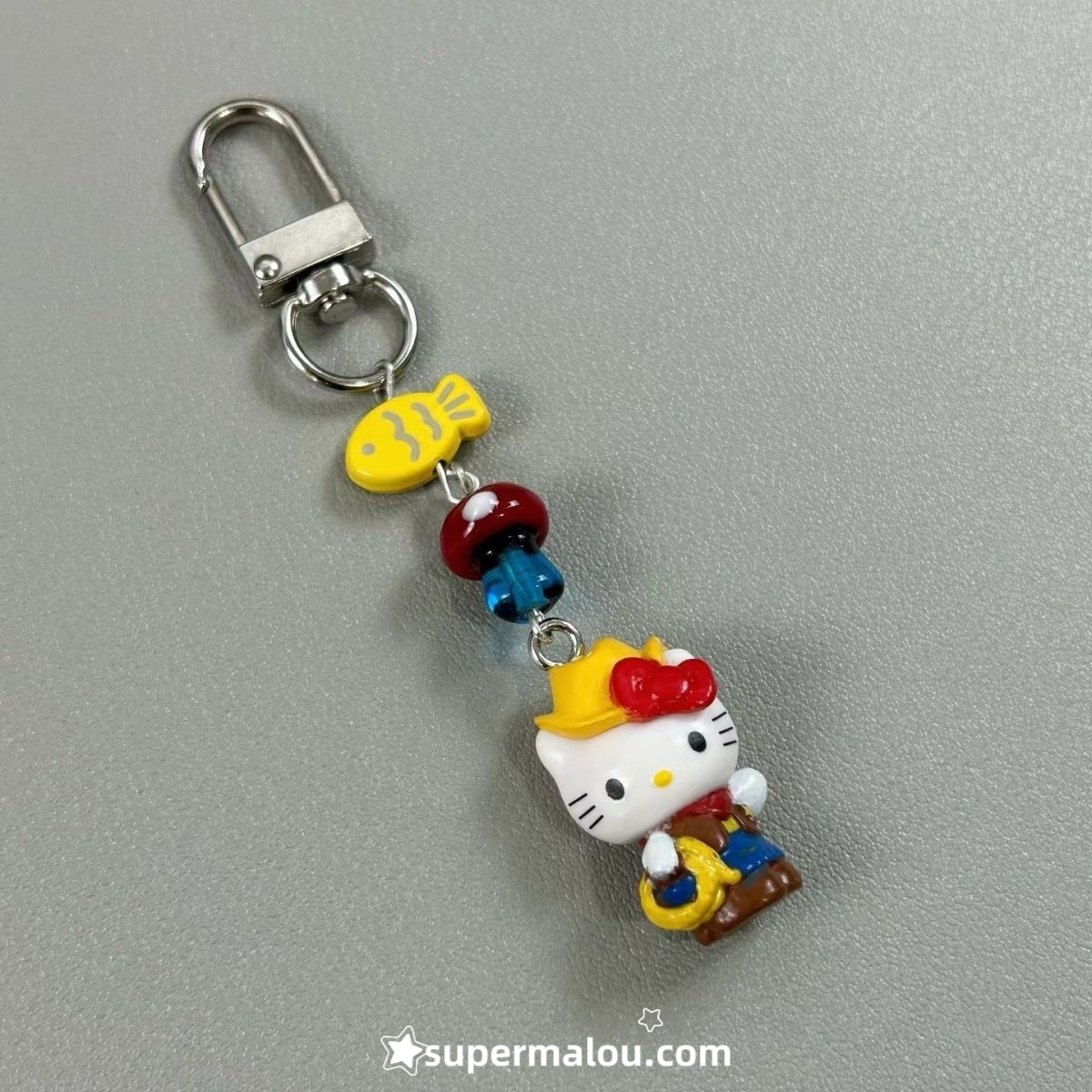 Cowboy Hello Kitty Small Fish Pendant Keychain