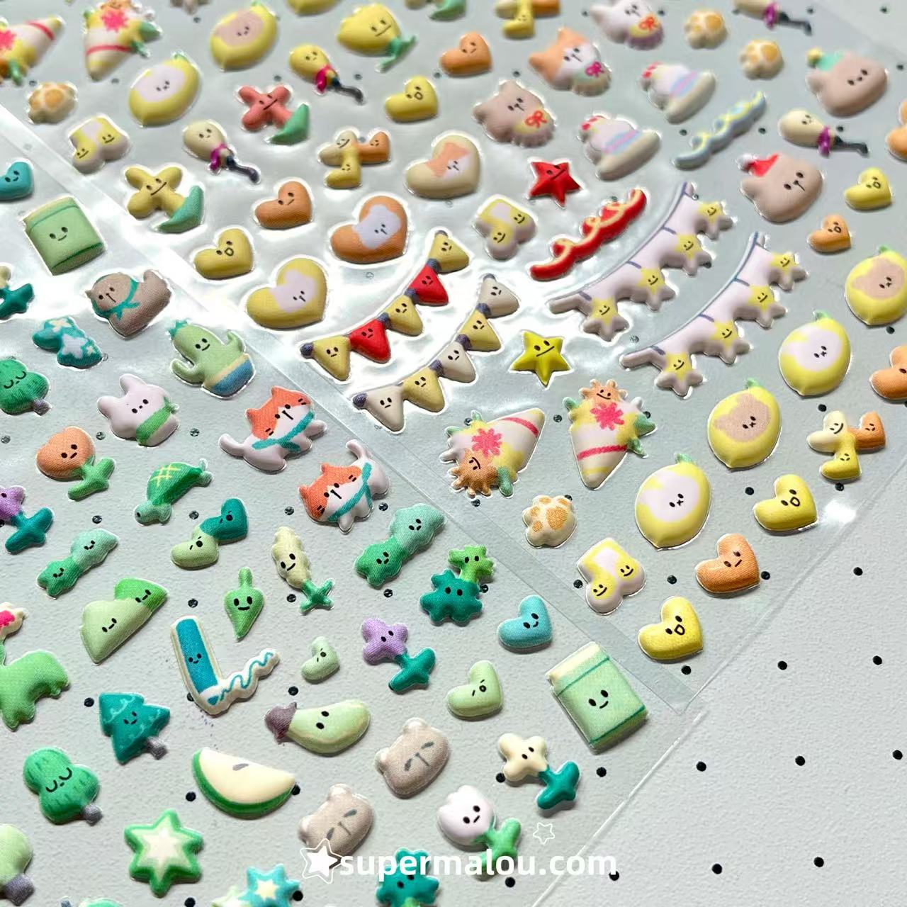 Cute Mini 3D Cartoon Bubble Animal Sticker Set of 4