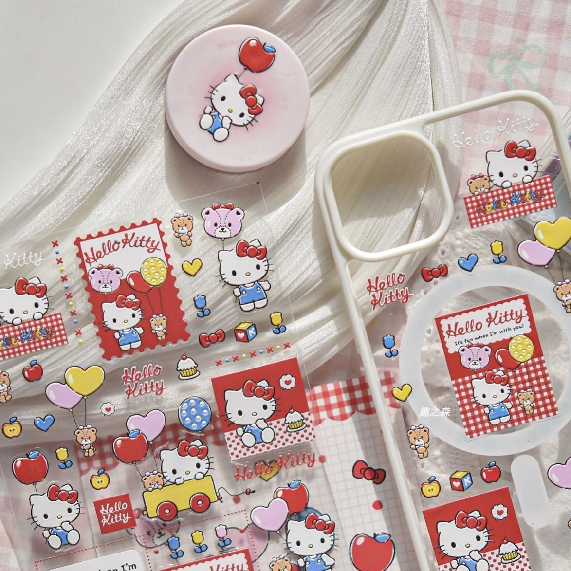 Cute Balloon Car Hello Kitty Stickers