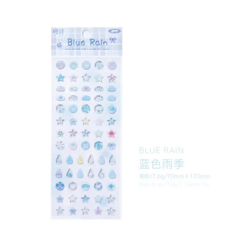 Cute Button 3D Drip Glue Sticker Clover Cloud Star Sticker Set Of 4