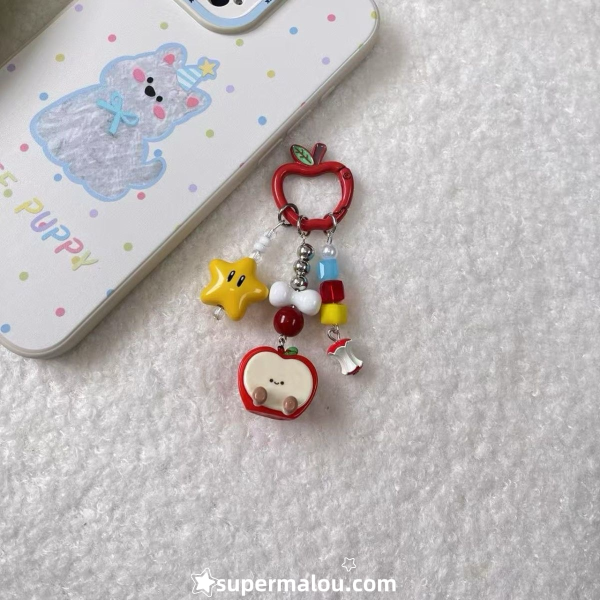 Cute Colorful Contrast Apple Bead Keychain Phone Chain