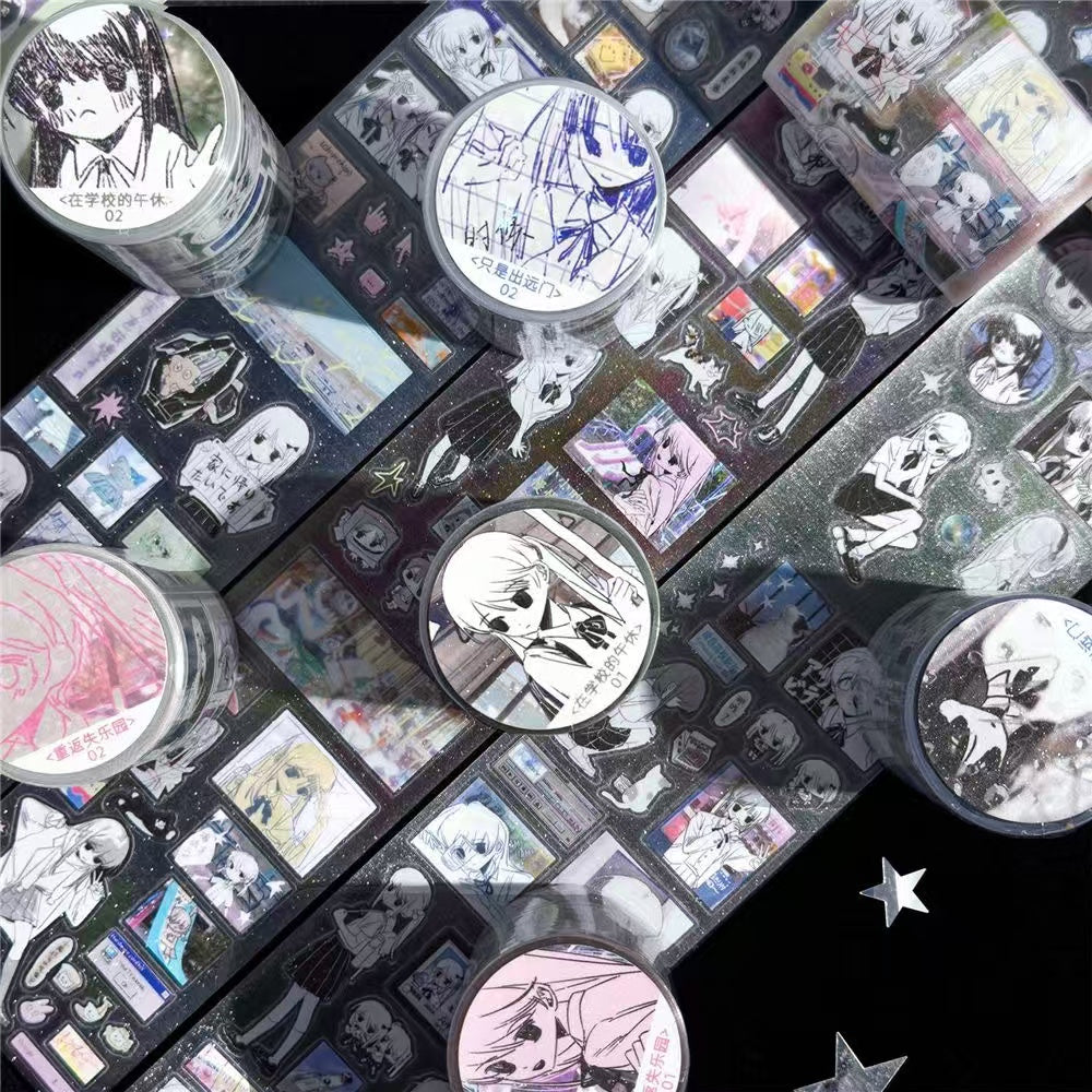 Cute Dream Core Graffiti Sparkling Sand Sticker Roll