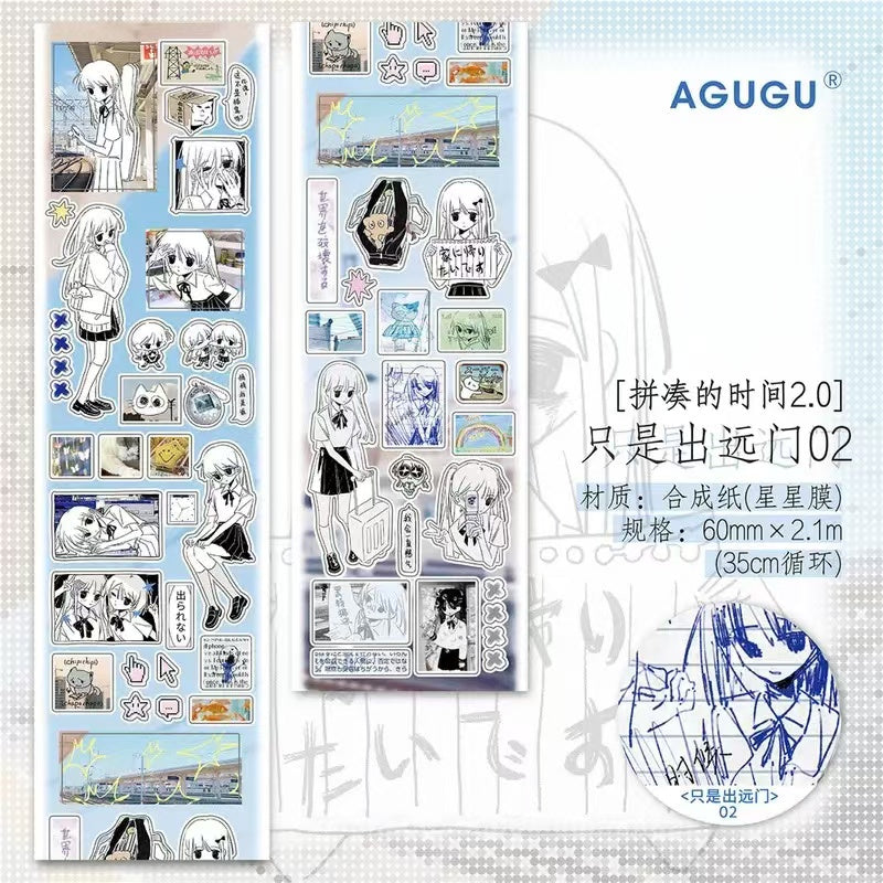 Cute Dream Core Graffiti Sparkling Sand Sticker Roll