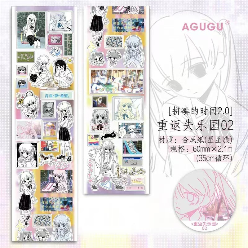 Cute Dream Core Graffiti Sparkling Sand Sticker Roll