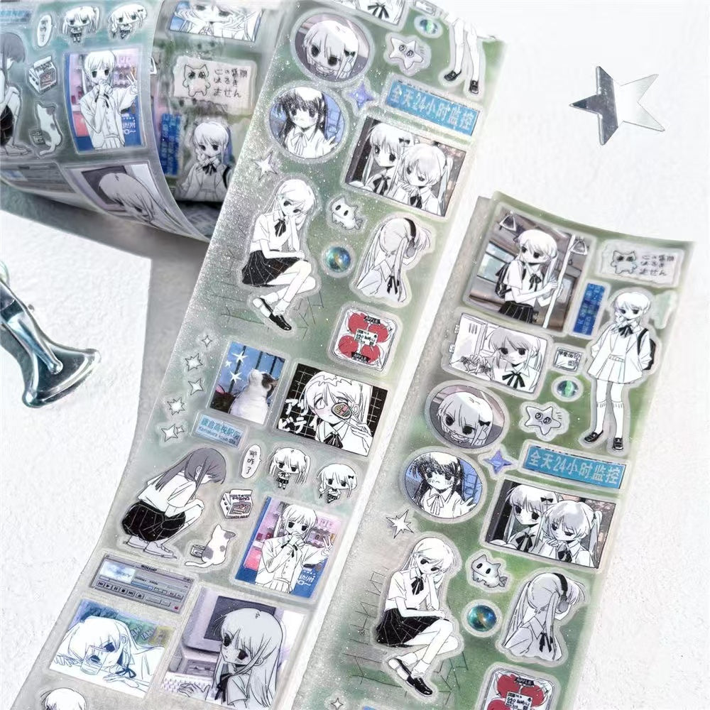 Cute Dream Core Graffiti Sparkling Sand Sticker Roll