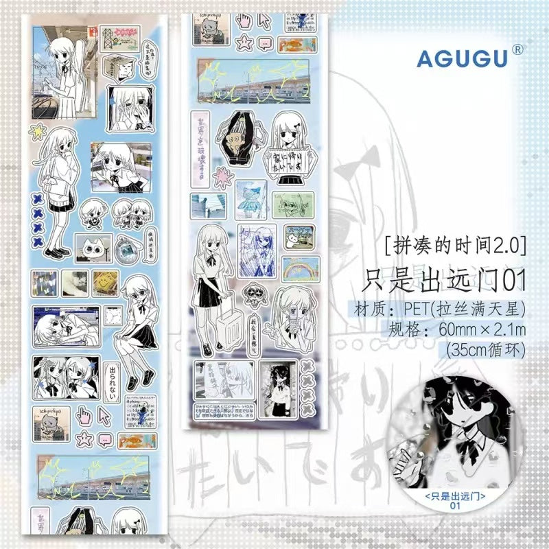 Cute Dream Core Graffiti Sparkling Sand Sticker Roll