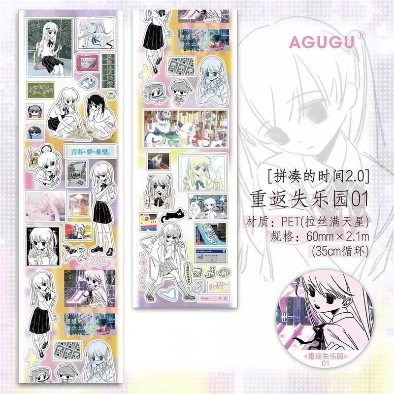 Cute Dream Core Graffiti Sparkling Sand Sticker Roll