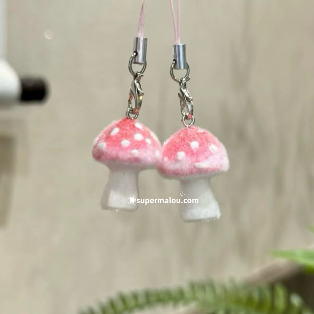 Cute Plush Mushroom Phone Chain Pendant