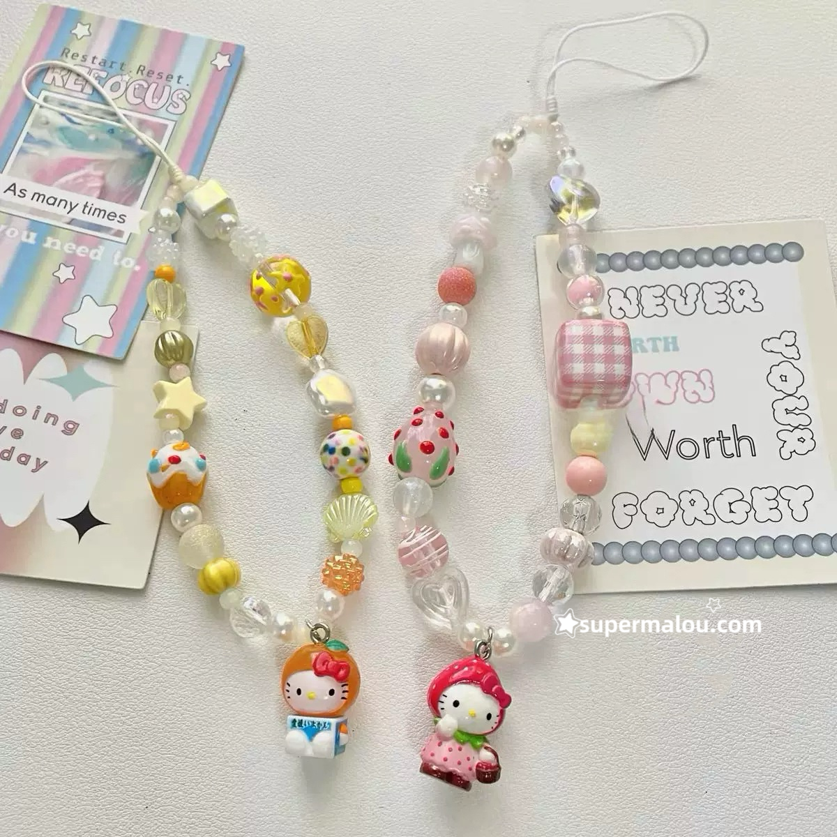 Cute Strawberry Hello Kitty Beaded Phone Chain