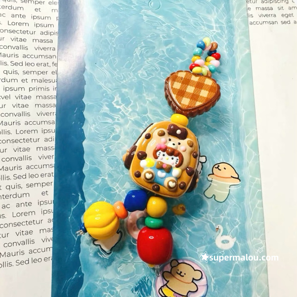 Cute Hand Drawn Bead Keychain Phone Chain Pendant (Including Spacer)