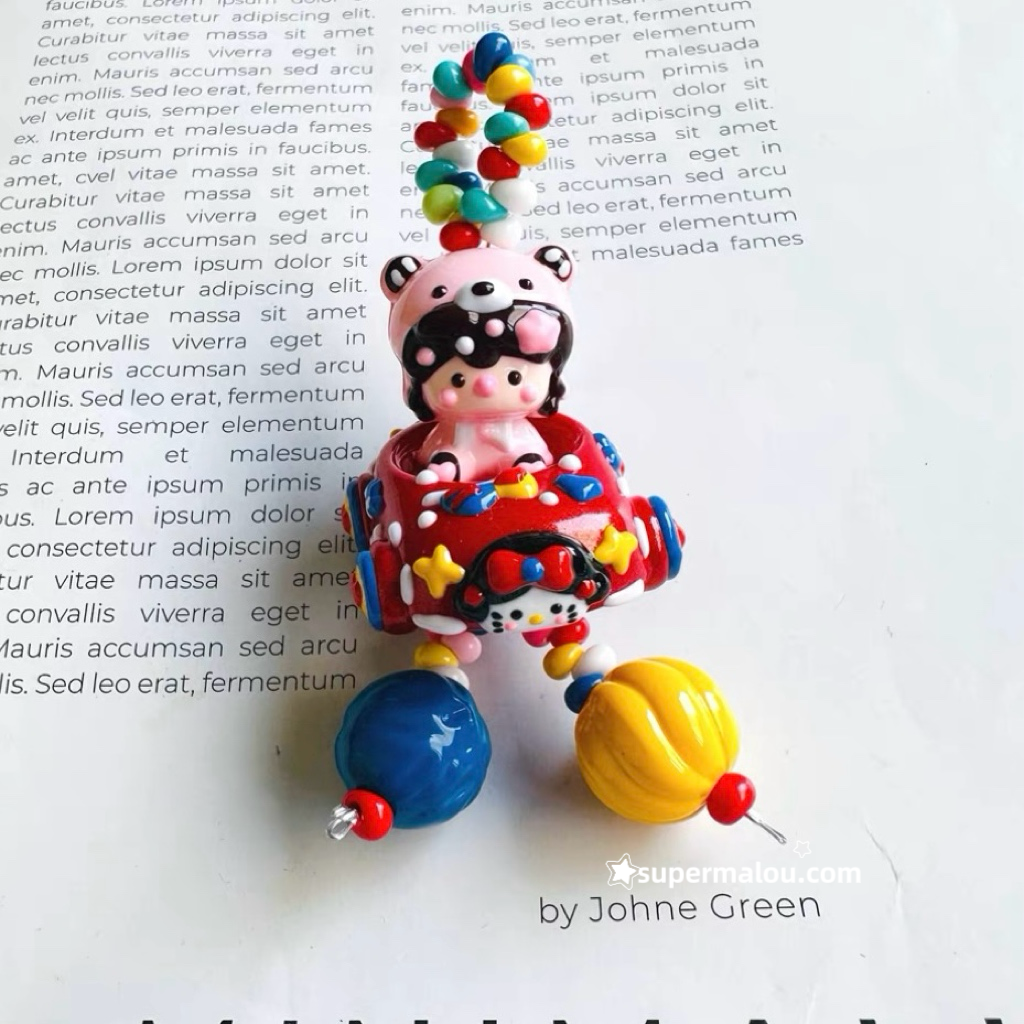 Cute Hand Drawn Bead Keychain Phone Chain Pendant (Including Spacer)