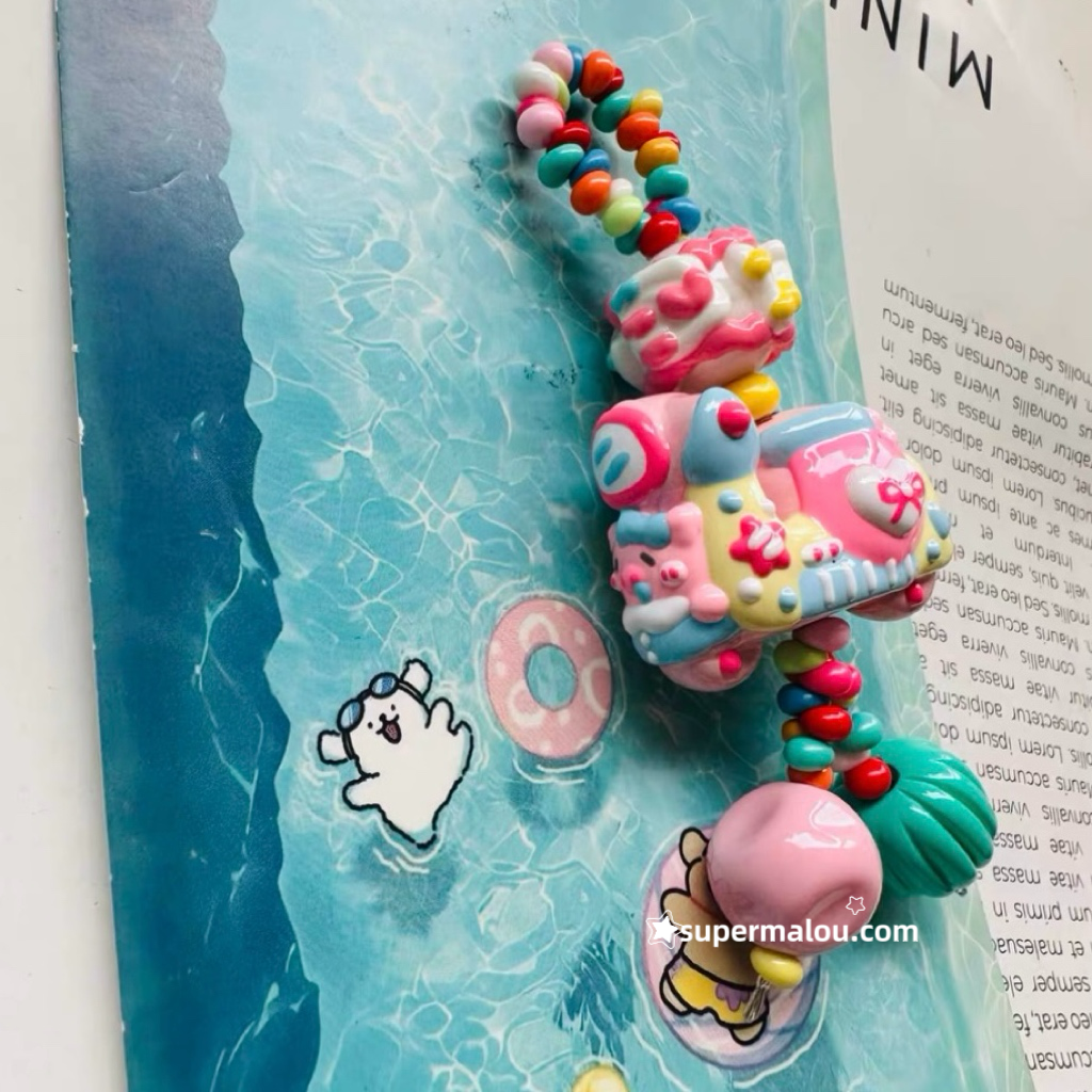 Cute Hand Drawn Bead Keychain Phone Chain Pendant (Including Spacer)