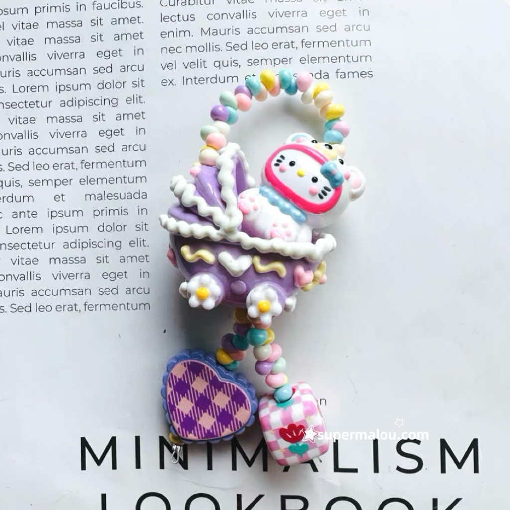 Cute Hand Drawn Bead Keychain Phone Chain Pendant (Including Spacer)