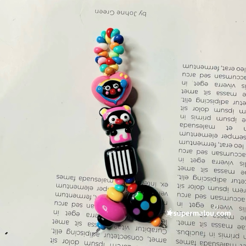 Cute Hand Drawn Bead Keychain Phone Chain Pendant (Including Spacer)