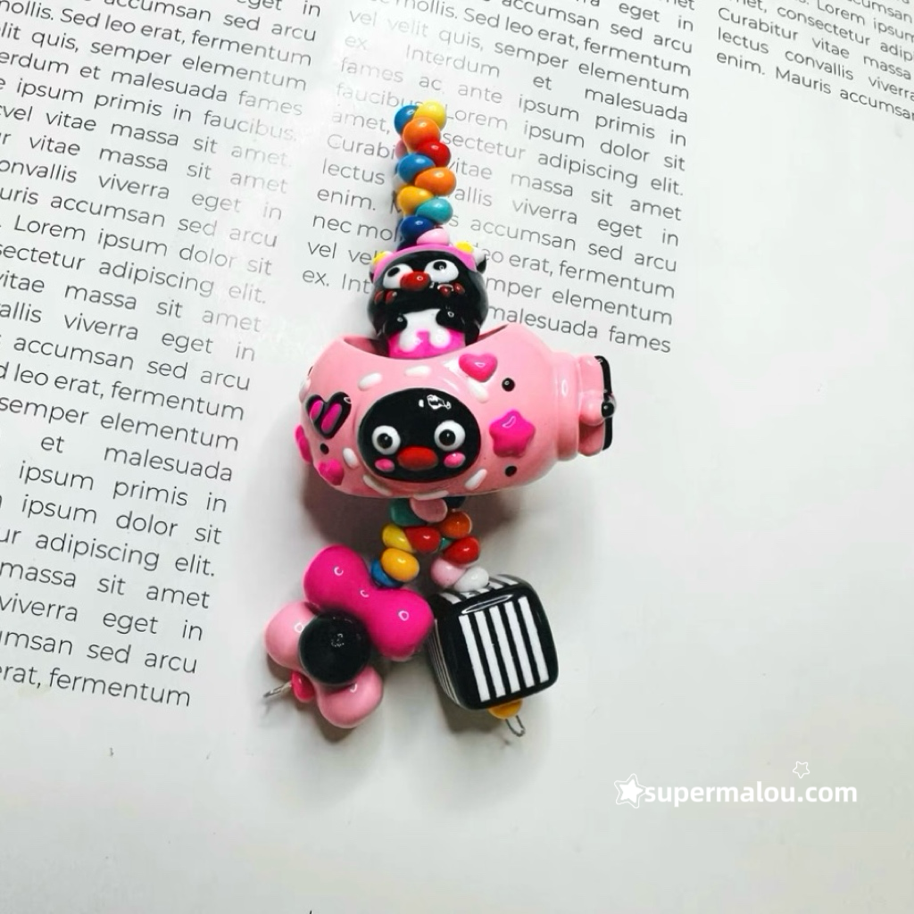 Cute Hand Drawn Bead Keychain Phone Chain Pendant (Including Spacer)