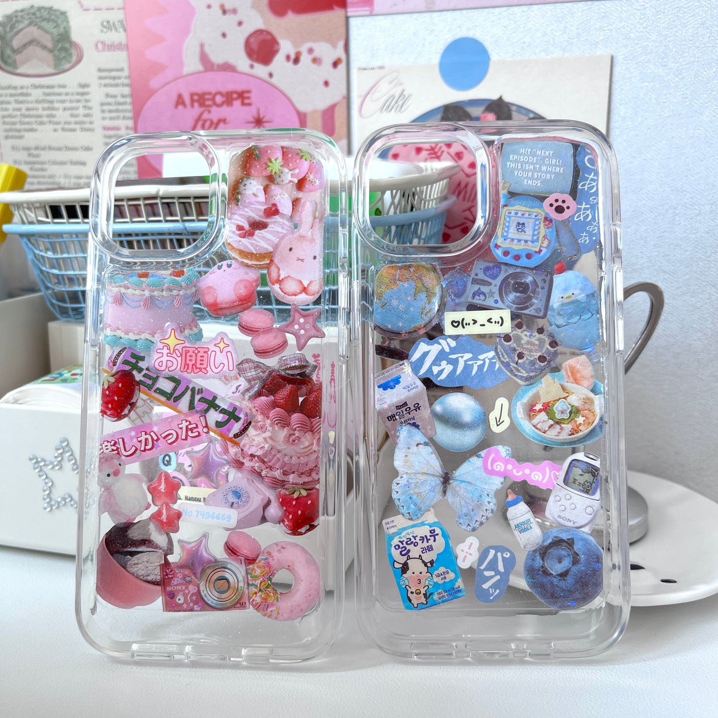Blue Butterfly Blueberry Handmade Dispensing Sticker Phone Case