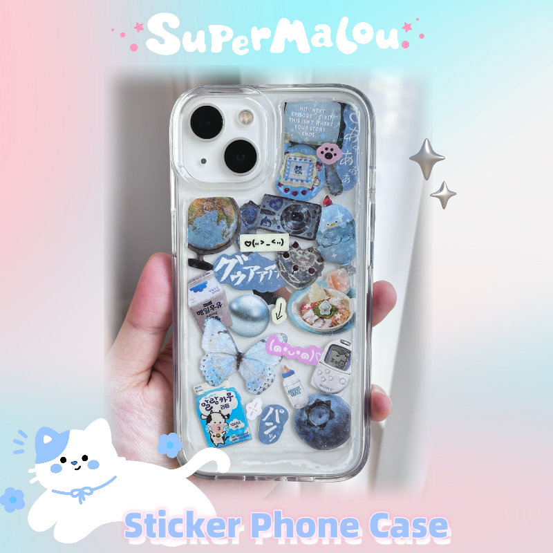 Blue Butterfly Blueberry Handmade Dispensing Sticker Phone Case