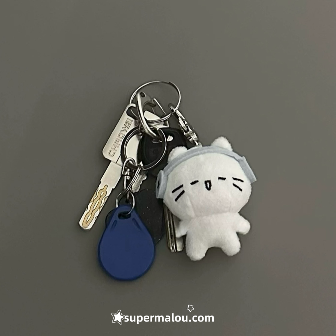 Earphones Little White Cat Keychain Phone Chain