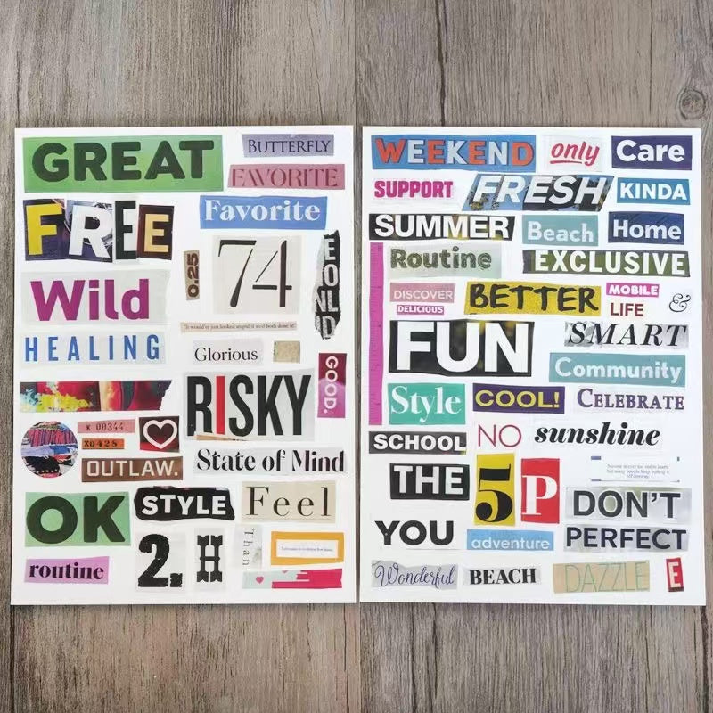 English Alphanumeric Symbol Deco Stickers