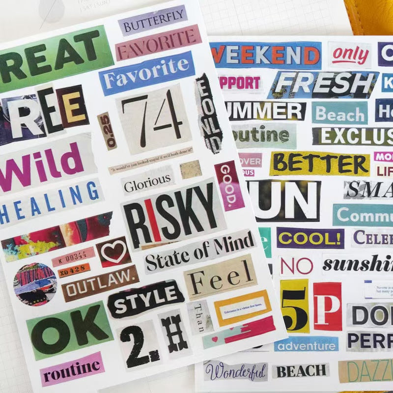 English Alphanumeric Symbol Deco Stickers
