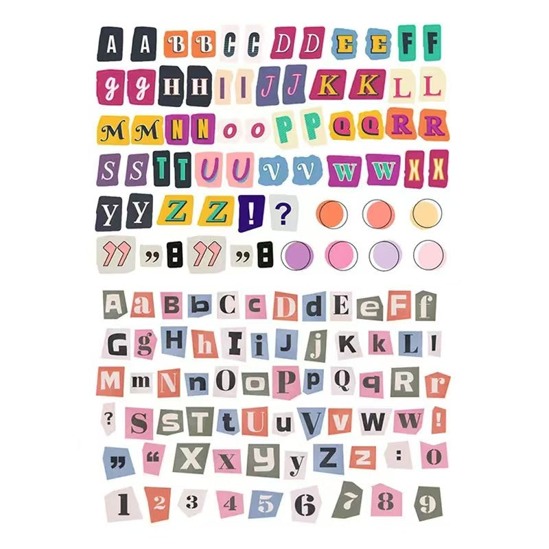 English Alphanumeric Symbol Deco Stickers