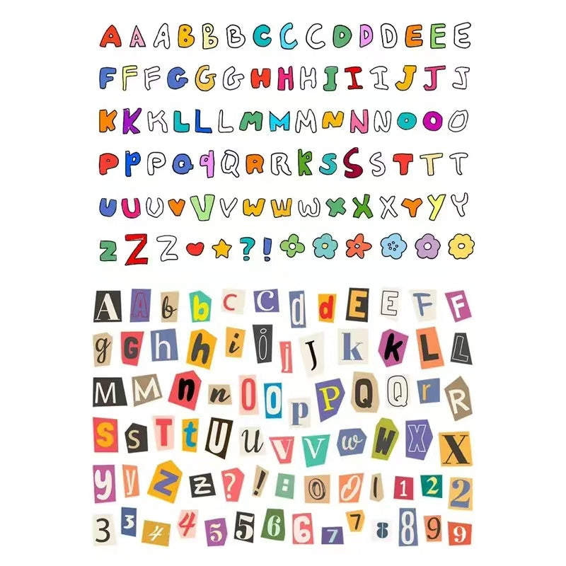English Alphanumeric Symbol Deco Stickers