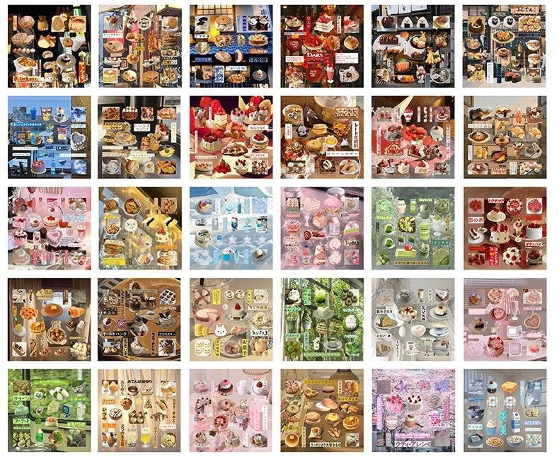 30 Sheets Fireworks Food Collection Retro Japanese Sticker Book